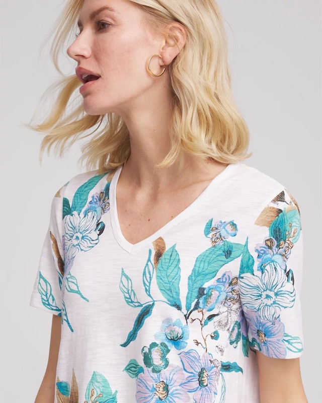 Floral Short Sleeve Forward-Seam Tee - image 4